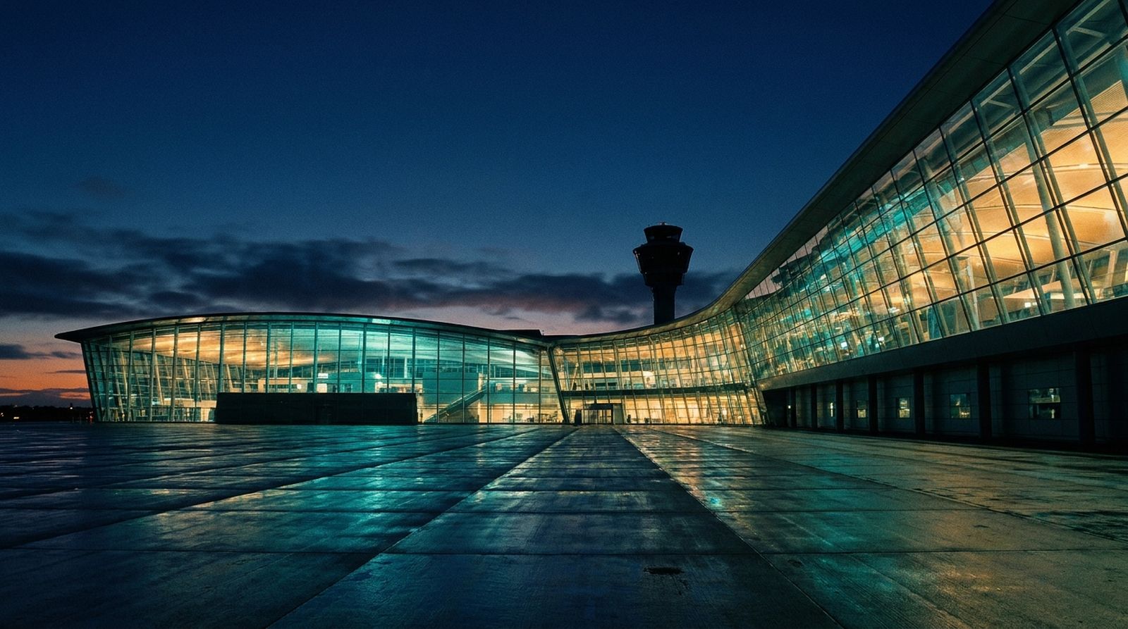 황혼의 인천공항 터미널 전경